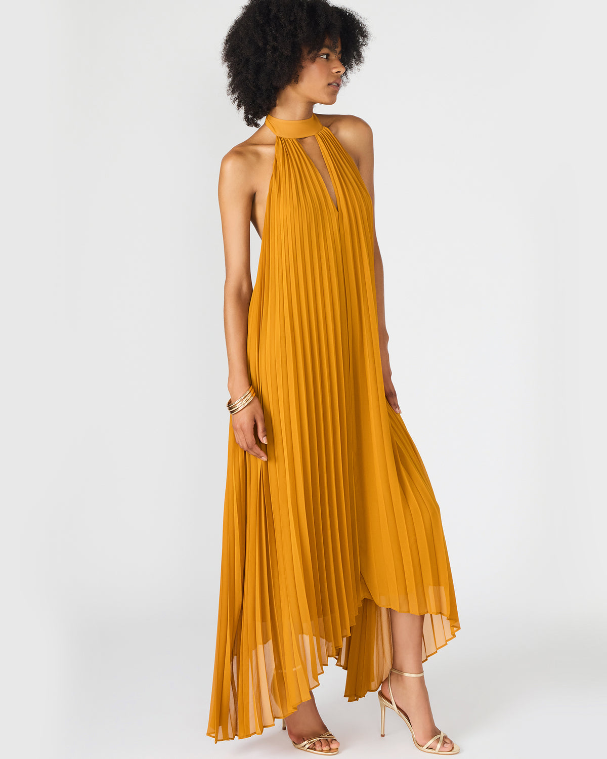 MARAYA Tuscan Gold Flowy Halter Women's Maxi Dress Steve Madden TUSCAN GOLD