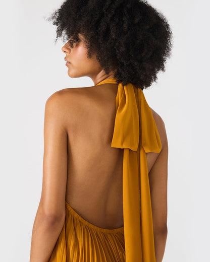 MARAYA Tuscan Gold Flowy Halter Women's Maxi Dress Steve Madden TUSCAN GOLD