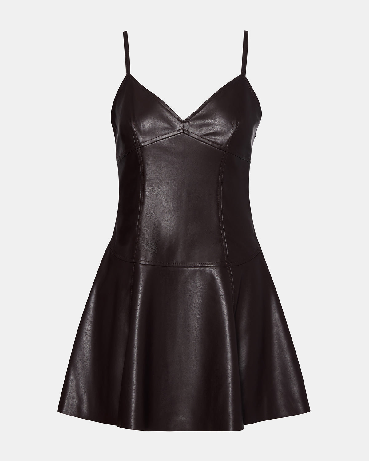 ABBOTTF Fosssil Brown Flowy Faux Leather Mini Women's Dress Steve Madden FOSSIL BROWN