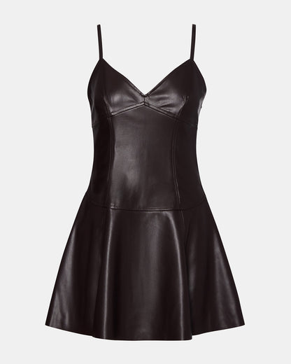 ABBOTTF Fosssil Brown Flowy Faux Leather Mini Women's Dress Steve Madden FOSSIL BROWN
