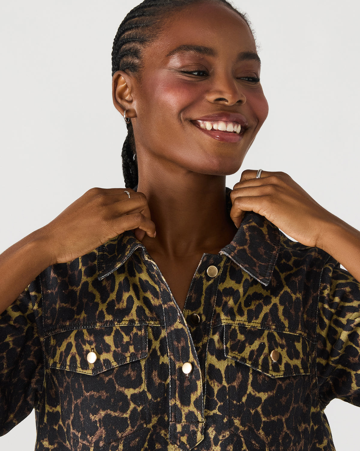 FREDDY Hot Spots Print Short-Sleeved Denim Button-Up Mini Women's Dress Steve Madden HOT SPOTS PRINT