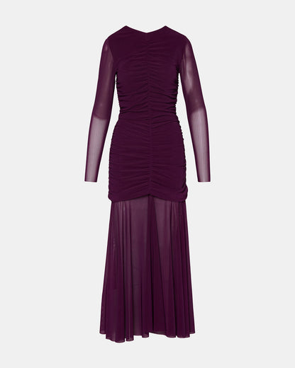 KIARA Beet Long-Sleeved Maxi Mesh Flowy Women's Dress Steve Madden BEET