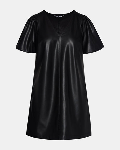 TILLY Black Short-Sleeved Faux Leather Women's Dress Steve Madden BLACK