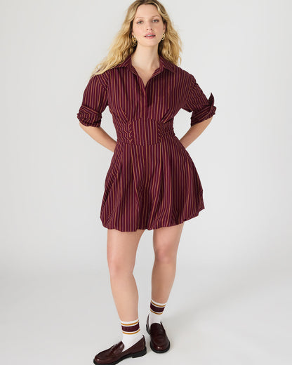 ARIELLE Wine Long-Sleeved Button-Up Bubble Women's Dress Steve Madden WINE