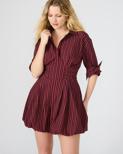 ARIELLE Wine Long-Sleeved Button-Up Bubble Women's Dress Steve Madden WINE