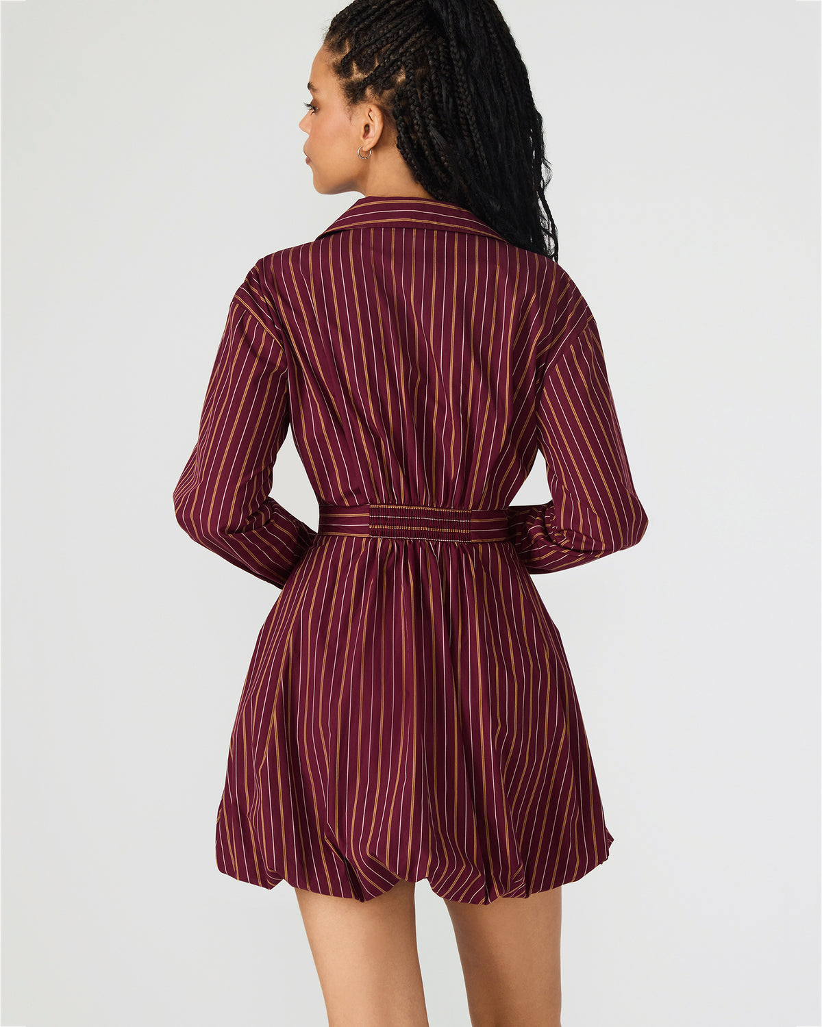ARIELLE Wine Long-Sleeved Button-Up Bubble Women's Dress Steve Madden WINE