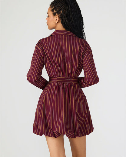 ARIELLE Wine Long-Sleeved Button-Up Bubble Women's Dress Steve Madden WINE