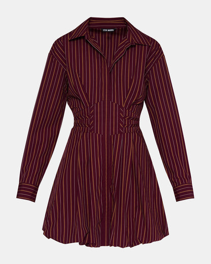 ARIELLE Wine Long-Sleeved Button-Up Bubble Women's Dress Steve Madden WINE