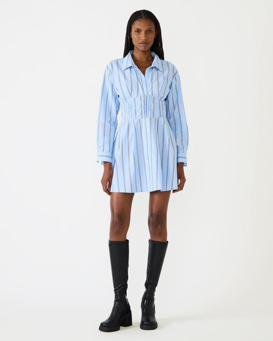 ARIANY Estate Blue Long-Sleeved Collared Neckline Women's Dress Steve Madden ESTATE BLUE