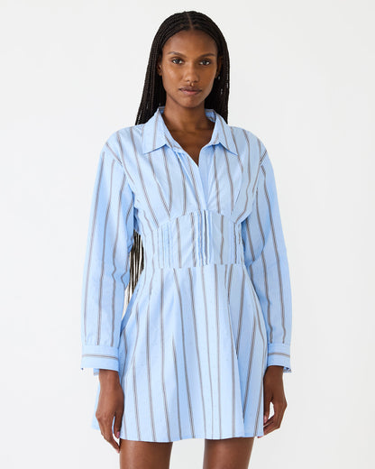 ARIANY Estate Blue Long-Sleeved Collared Neckline Women's Dress Steve Madden ESTATE BLUE