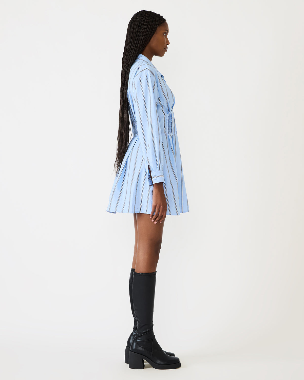 ARIANY Estate Blue Long-Sleeved Collared Neckline Women's Dress Steve Madden ESTATE BLUE