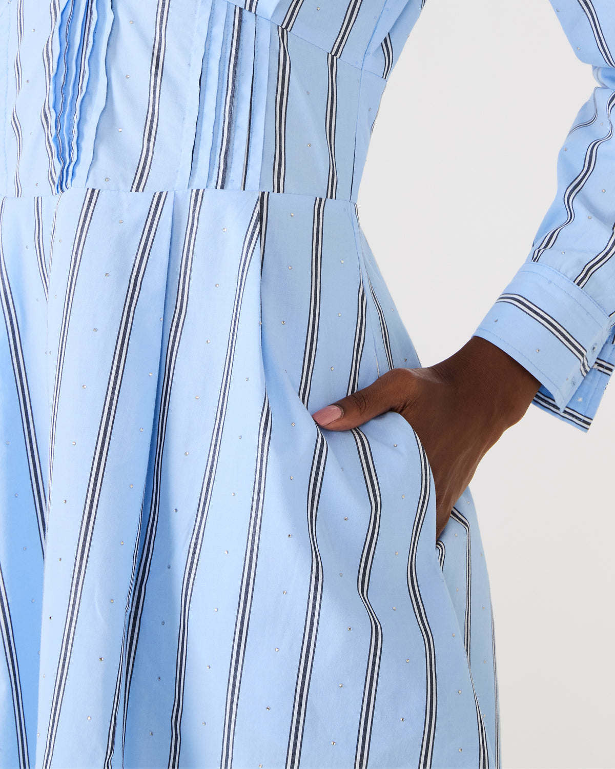 ARIANY Estate Blue Long-Sleeved Collared Neckline Women's Dress Steve Madden ESTATE BLUE