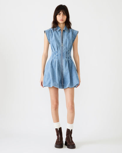 DYANNE Forever Blue Women's Zip-Front Bubble-Hem Dress Steve Madden FOREVER BLUE