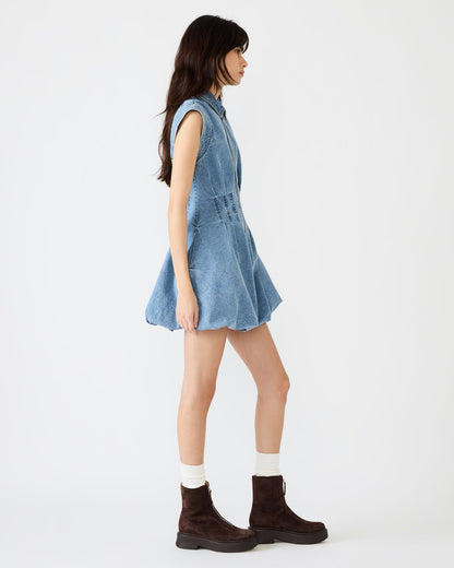 DYANNE Forever Blue Women's Zip-Front Bubble-Hem Dress Steve Madden FOREVER BLUE