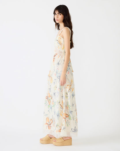 ALEXUS Vintage Ivory Flowy Lace Trim Flowy Women's Maxi Dress Steve Madden VINTAGE IVORY