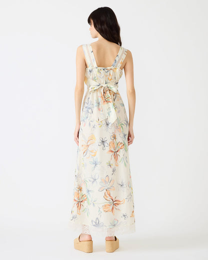 ALEXUS Vintage Ivory Flowy Lace Trim Flowy Women's Maxi Dress Steve Madden VINTAGE IVORY