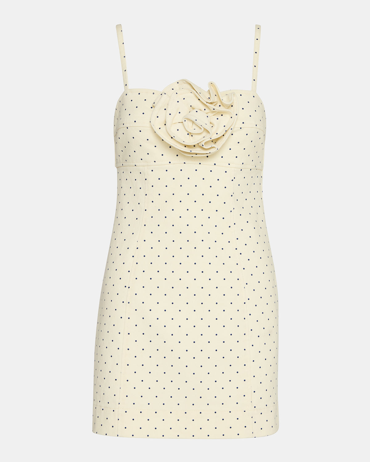 PEONY Pristine Ivory Mini Denim Polka Dot Women's Dress Steve Madden PRISTINE IVORY