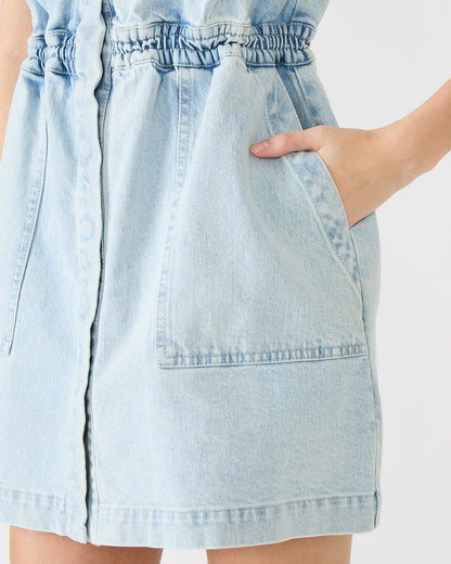 ROBBIE Aruba Blue Denim Zip-Up Collared Women's MinI Dress Steve Madden ARUBA BLUE