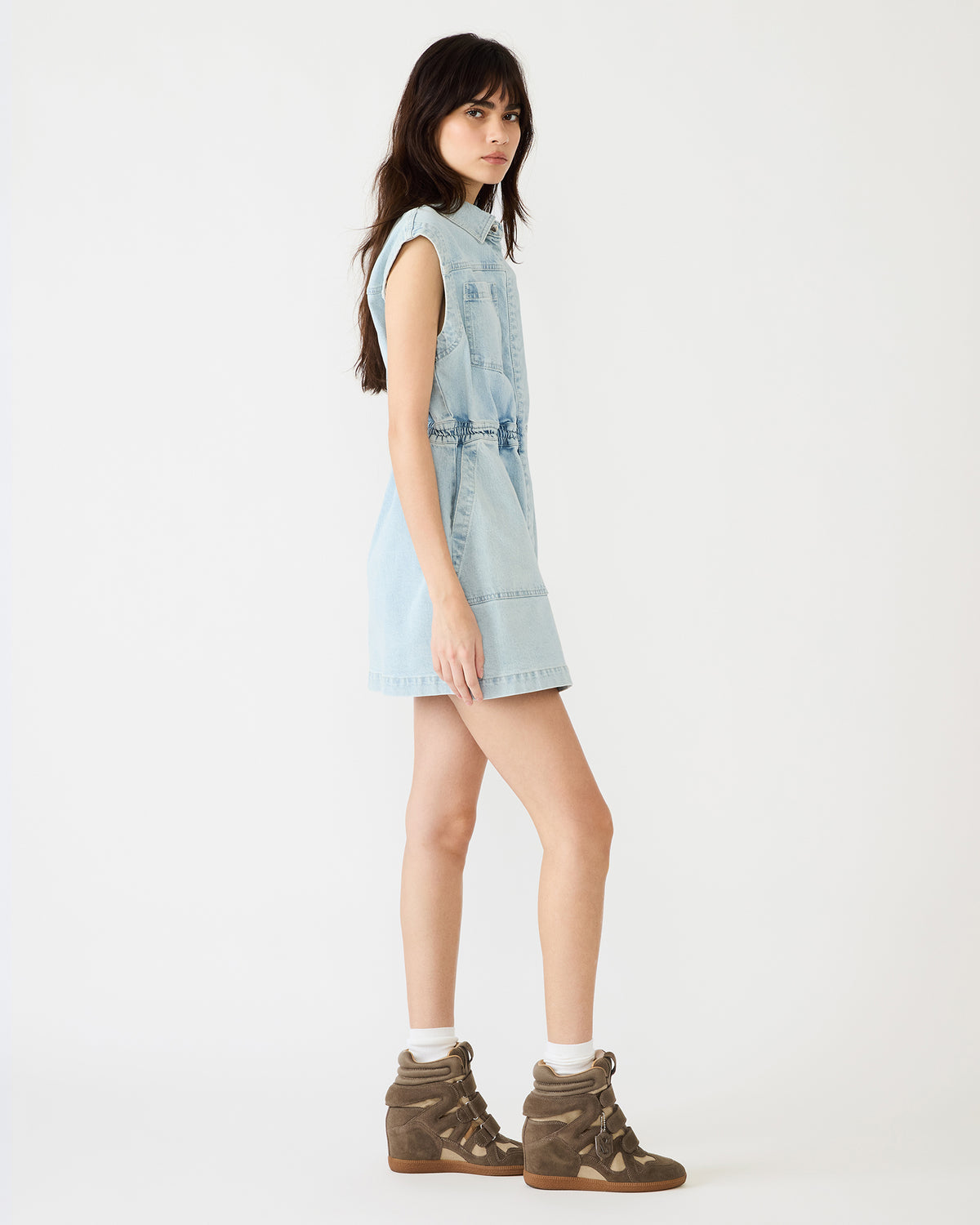 ROBBIE Aruba Blue Denim Zip-Up Collared Women's MinI Dress Steve Madden ARUBA BLUE