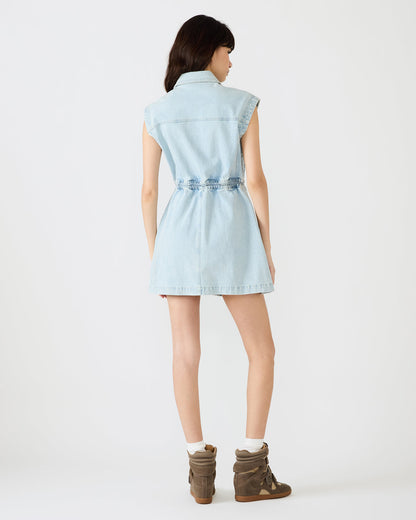 ROBBIE Aruba Blue Denim Zip-Up Collared Women's MinI Dress Steve Madden ARUBA BLUE
