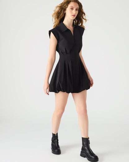 DYANNE Black Women's Zip-Front Bubble-Hem Dress Steve Madden BLACK
