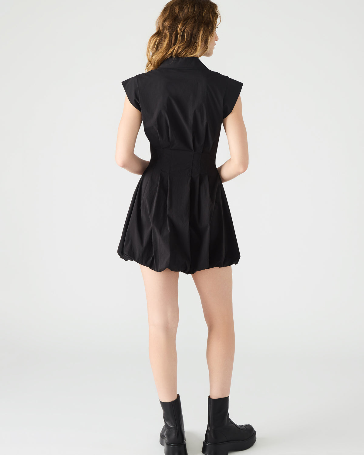 DYANNE Black Women's Zip-Front Bubble-Hem Dress Steve Madden BLACK