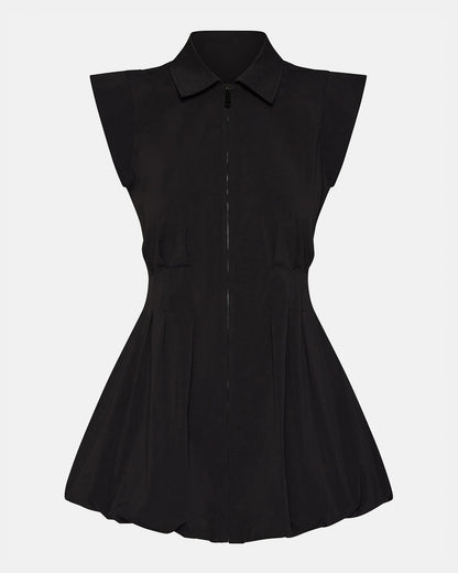 DYANNE Black Women's Zip-Front Bubble-Hem Dress Steve Madden BLACK