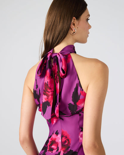 LARA Rosette Pink Halter Mini Floral Print Women's Dress Steve Madden ROSETTE PINK