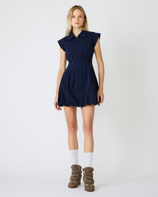 DYANNE Marine Women's Zip-Front Bubble-Hem Dress Steve Madden MARINE