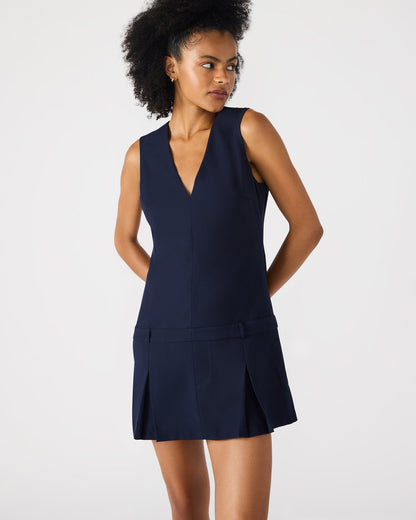 HENLEY Midnight Sleeveless V-neck Mini Pleated Women's Dress Steve Madden MIDNIGHT