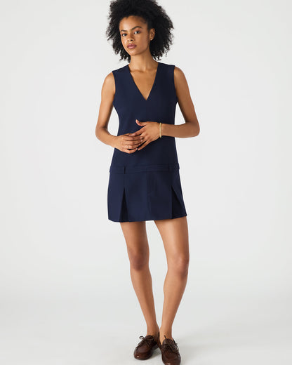 HENLEY Midnight Sleeveless V-neck Mini Pleated Women's Dress Steve Madden MIDNIGHT