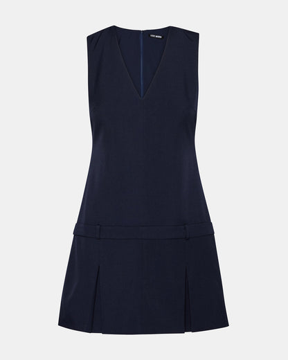 HENLEY Midnight Sleeveless V-neck Mini Pleated Women's Dress Steve Madden MIDNIGHT