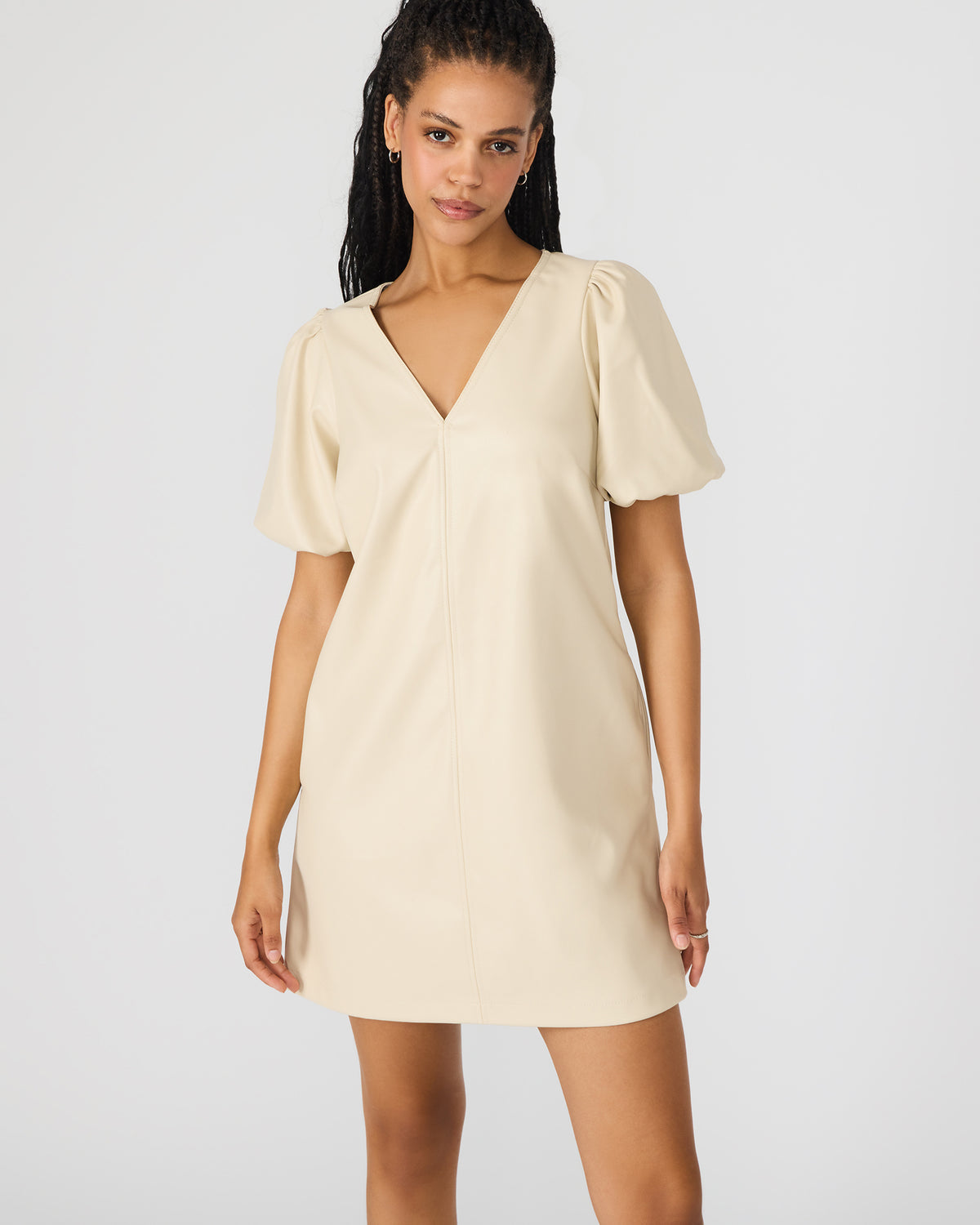 TILLY Bone Short-Sleeved Faux Leather Women's Dress Steve Madden BONE