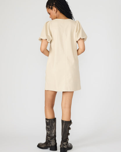 TILLY Bone Short-Sleeved Faux Leather Women's Dress Steve Madden BONE