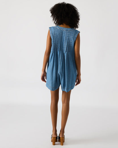 MICK Denim Pull-On Tie-Front Women's Romper Steve Madden BLUE