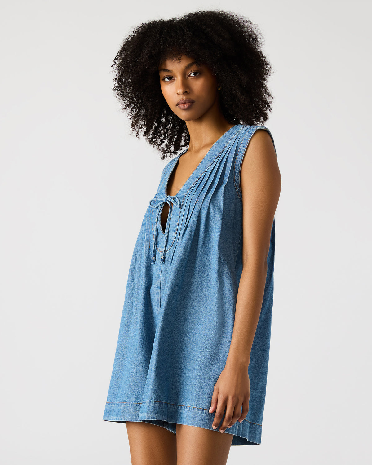 MICK Denim Pull-On Tie-Front Women's Romper Steve Madden BLUE