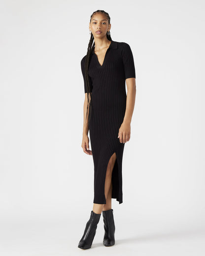 LINDY Dress Black | Collared Midi Dress Steve Madden BLACK