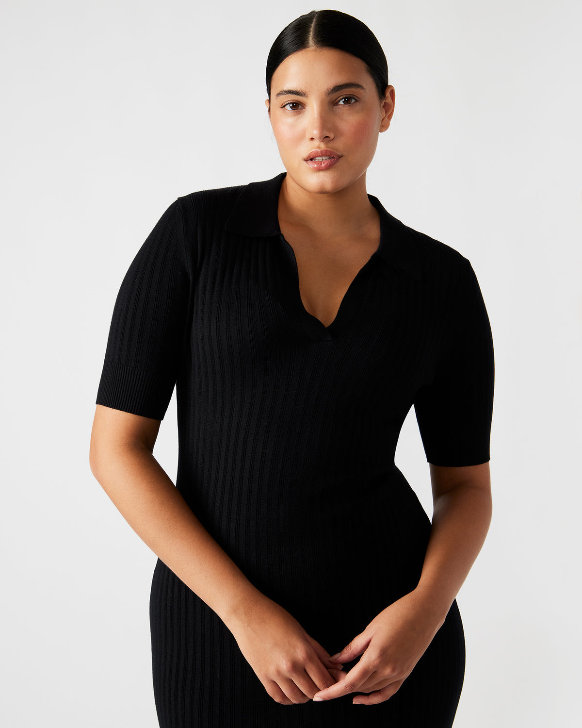 LINDY Dress Black | Collared Midi Dress Steve Madden BLACK