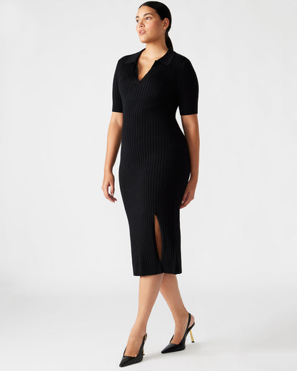 LINDY Dress Black | Collared Midi Dress Steve Madden BLACK