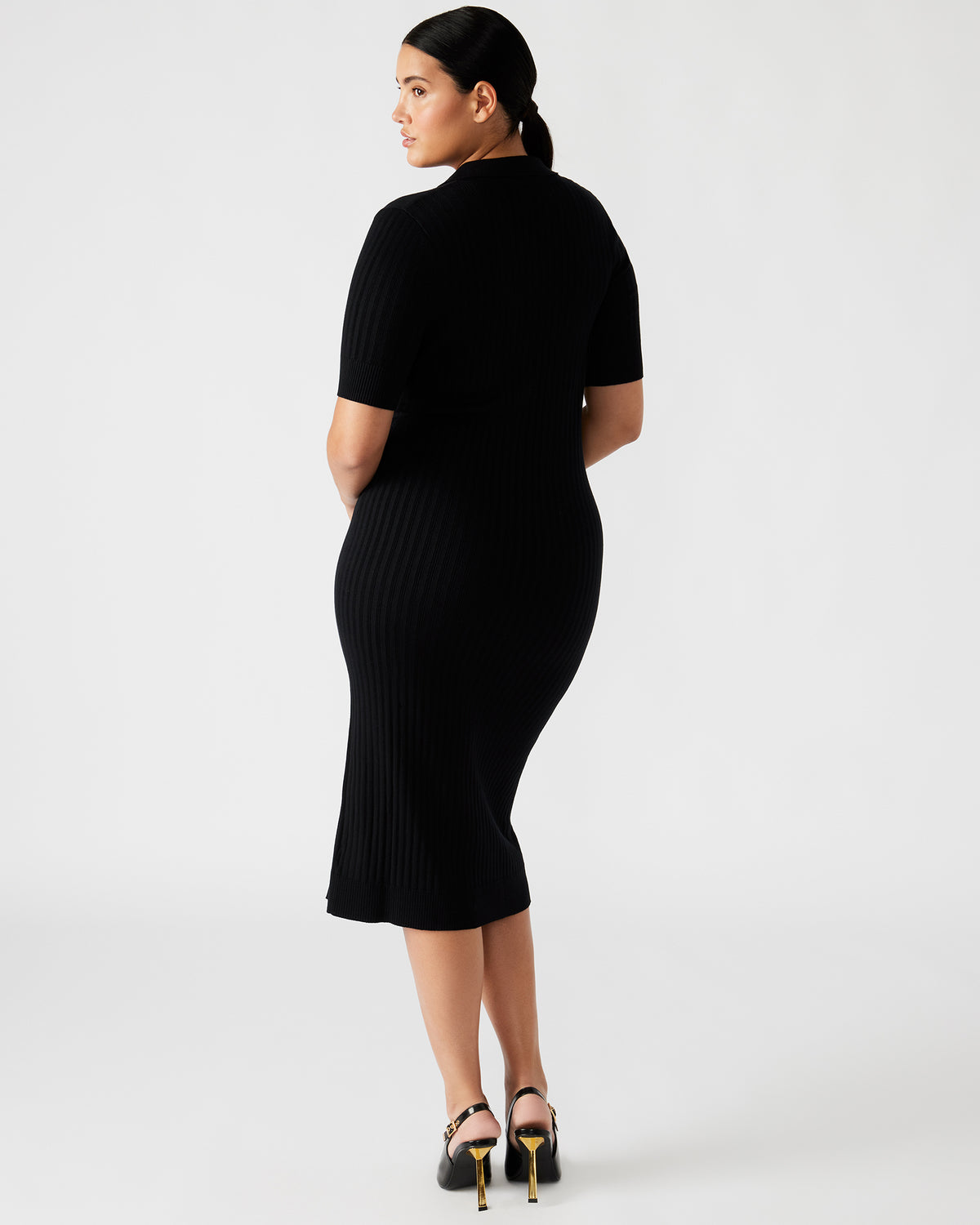 LINDY Dress Black | Collared Midi Dress Steve Madden BLACK