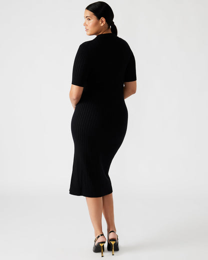 LINDY Dress Black | Collared Midi Dress Steve Madden BLACK