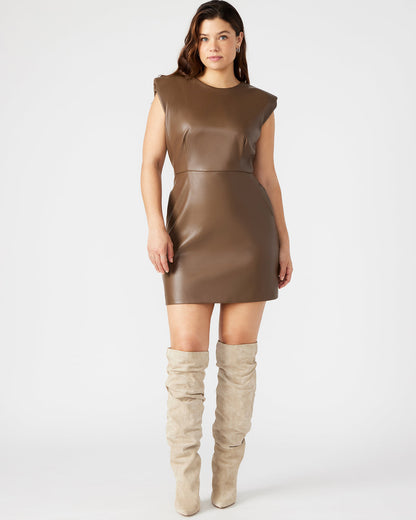 BELEN Brown Women's Shoulder Pad Mini Dress Steve Madden BROWN