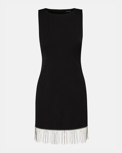 ELENORA Dress Black | Women's Sleeveless Bodycon Rhinestone Fringe Dress Steve Madden BLACK