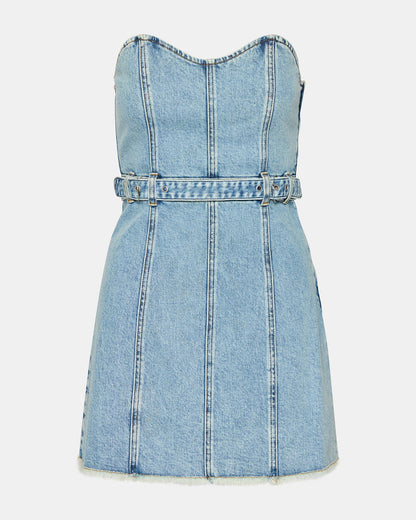 MATILDA Strapless Denim Mini Women's Dress Steve Madden DENIM FABRIC