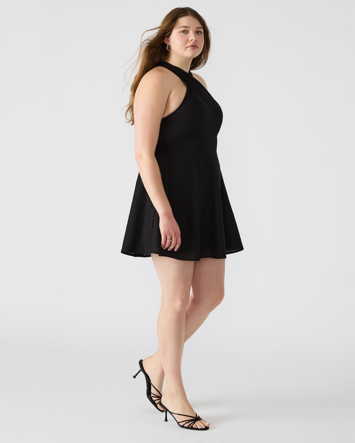 KOSTA Black Women's Mini Halter Cross-Neck Dress Steve Madden BLACK