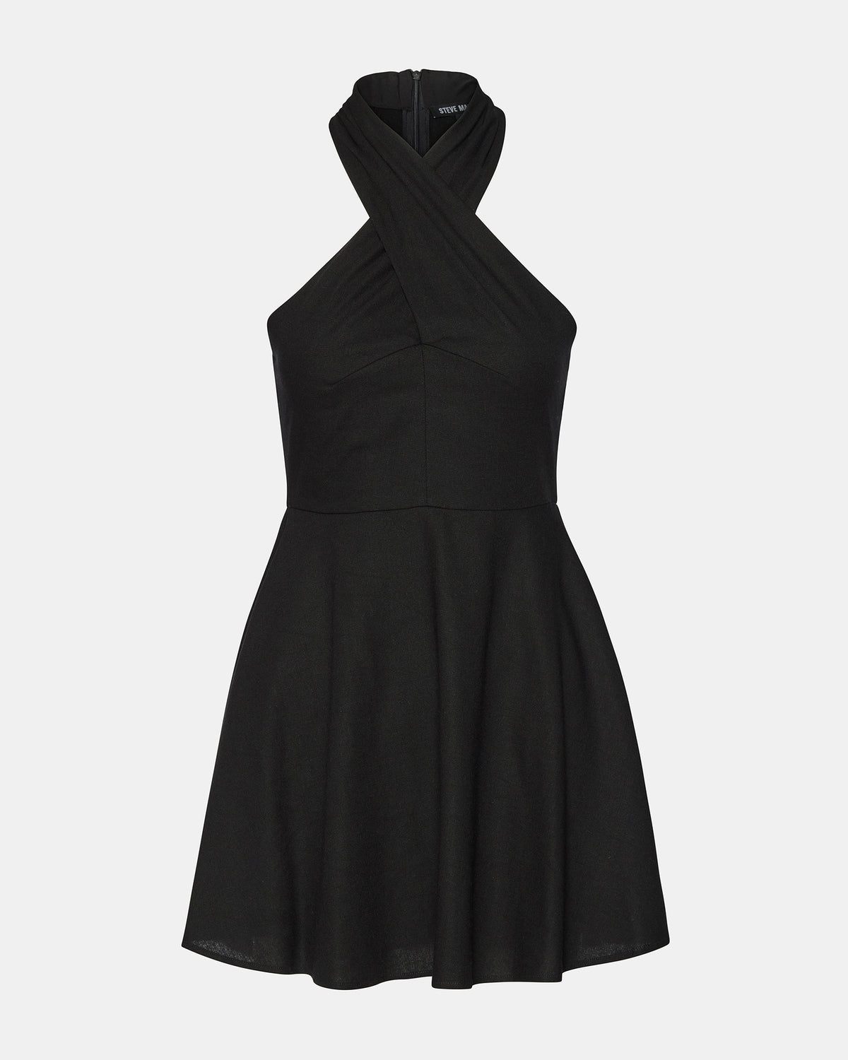 KOSTA Black Women's Mini Halter Cross-Neck Dress Steve Madden BLACK