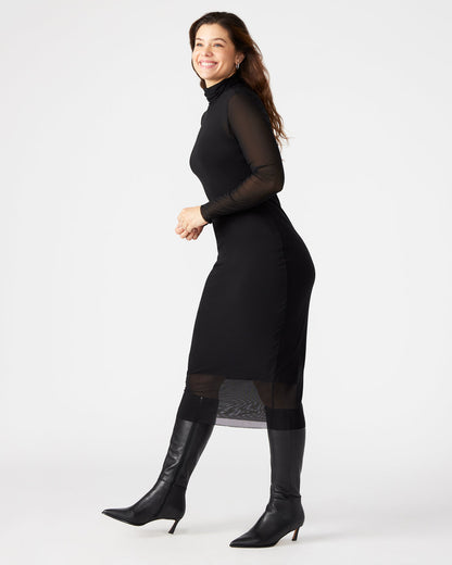 VIVIENNE Black Women's Mock Neck Midi Dress Steve Madden BLACK