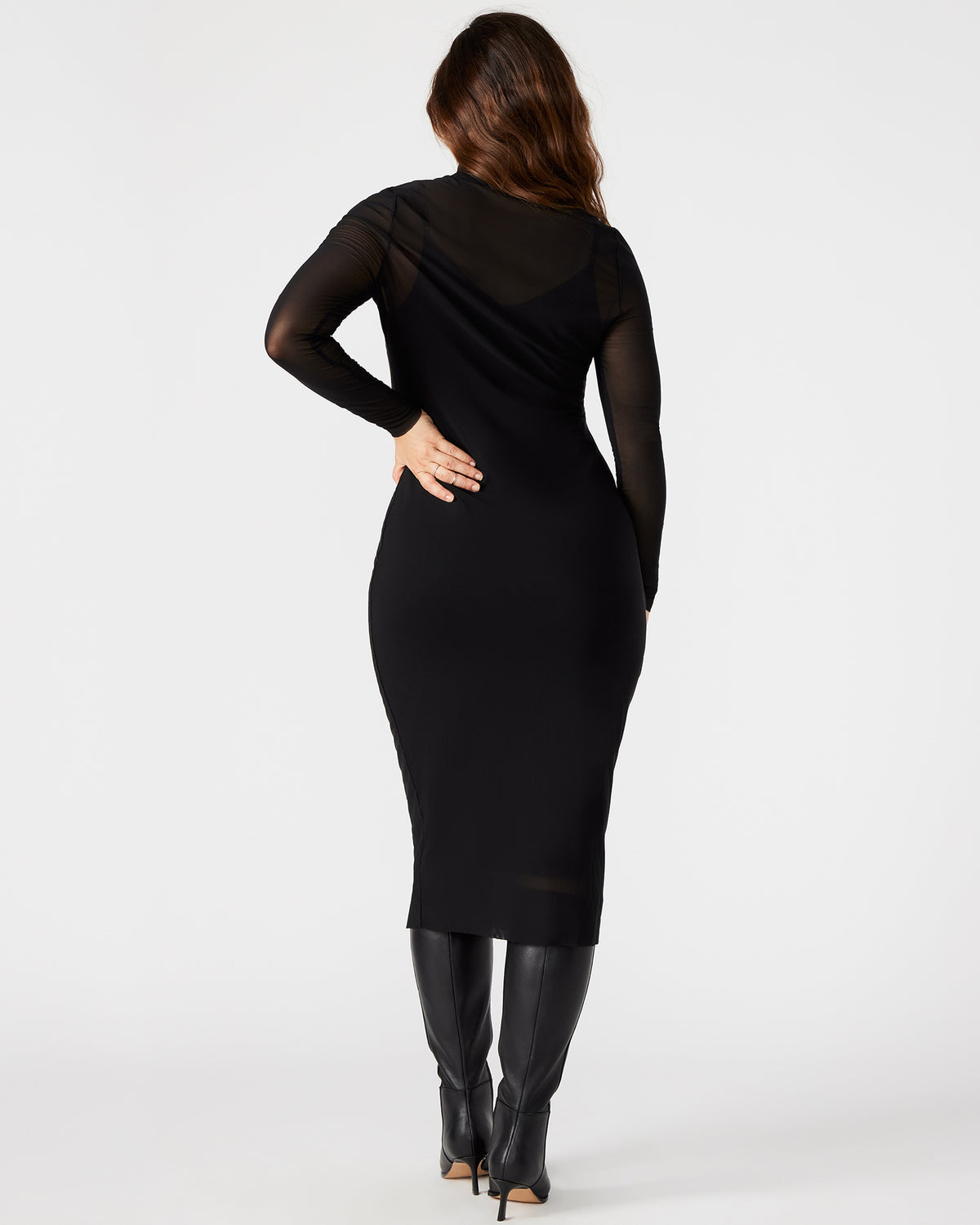 VIVIENNE Black Women's Mock Neck Midi Dress Steve Madden BLACK