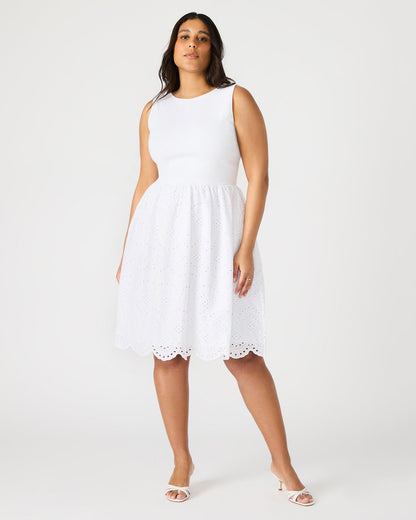 JULIAN White Women's Eyelet Sleeveless Midi Dress Steve Madden WHITE