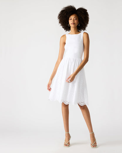 JULIAN White Women's Eyelet Sleeveless Midi Dress Steve Madden WHITE